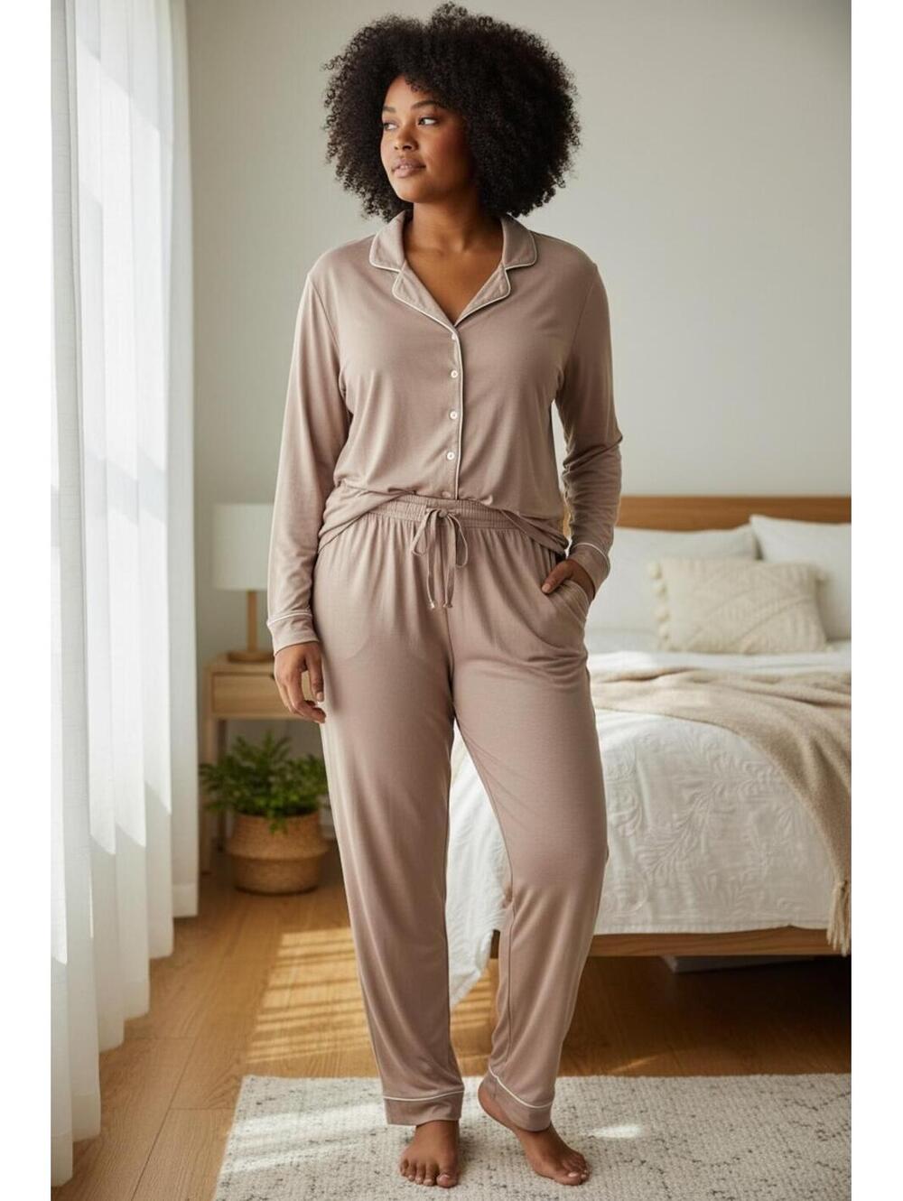 XXL Cozy Earth Bamboo Stretch Knit Long Sleeve PJ Set VGUC